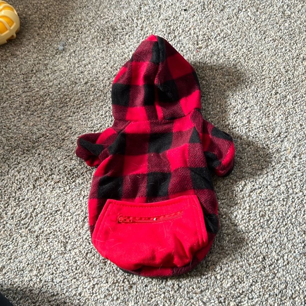 Buffalo plaid hoodie with zipper pouch